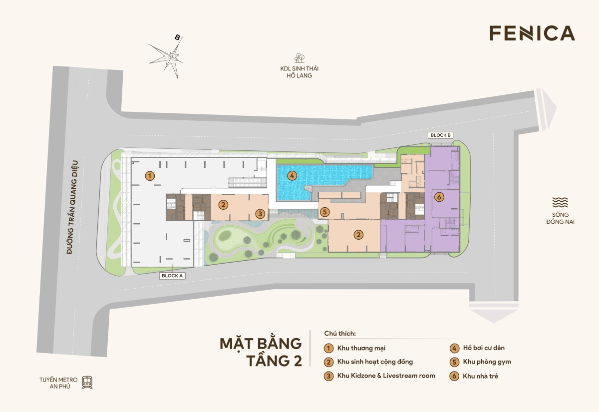 MẶT BẰNG FENICA 3 Sơ đồ bố trí mặt bằng tiện ích tầng 2 dự án Fenica