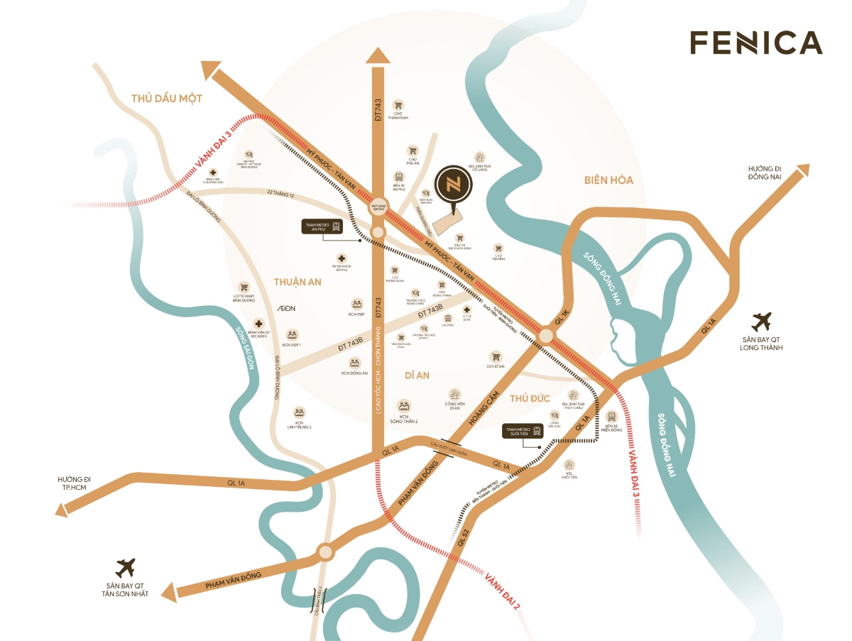 VỊ TRÍ FENICA DĨ AN 2 Bản đồ vị trí dự án Fenica Bình Dương